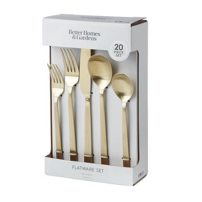 Better Homes & Gardens River Stainless Steel Flatware Set, Black Finish, 20-Piece